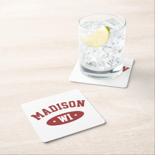 Madison Wisconsin Retro Sportliche Typografie Unte Rechteckiger Pappuntersetzer