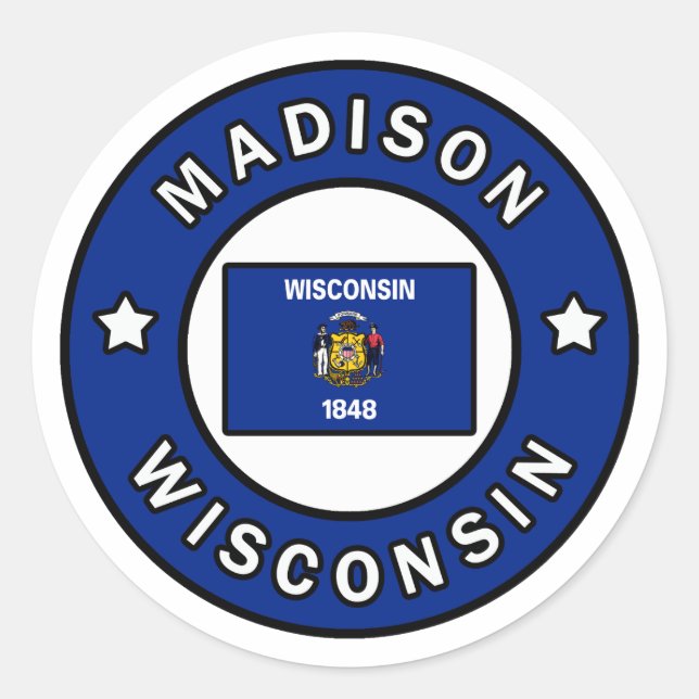 Madison Wisconsin Runder Aufkleber (Vorderseite)