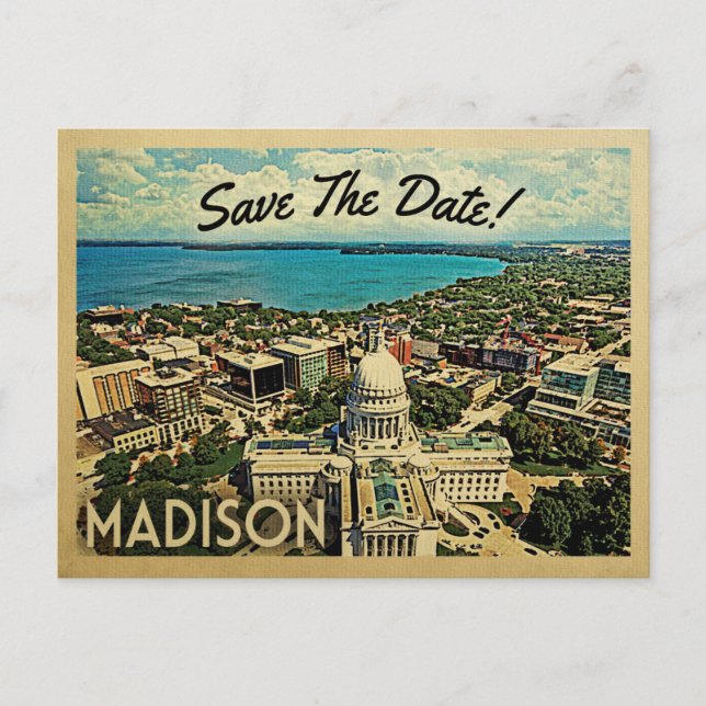 Madison Wisconsin Save the Date Vintage Postkarten (Vorderseite)