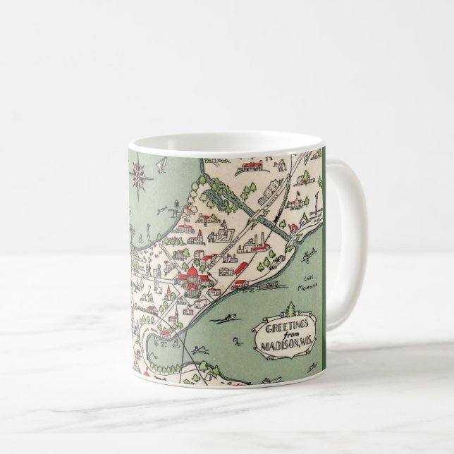 Madison Wisconsin Seenkarte Tasse (VorderseiteRechts)