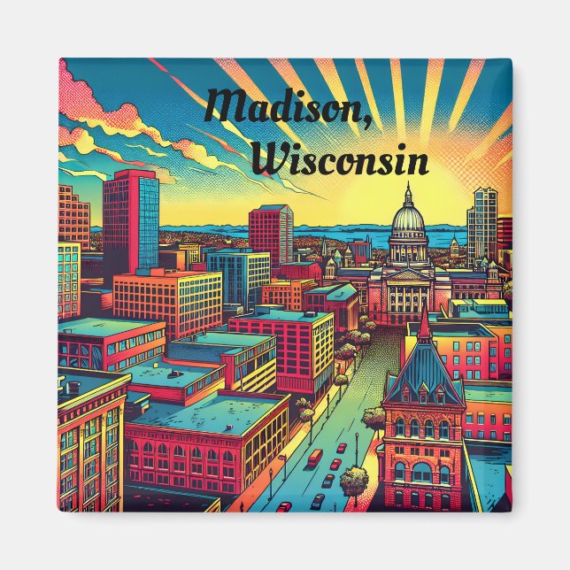 Madison, Wisconsin Skyline bei Sunset Magnet (Vorne)