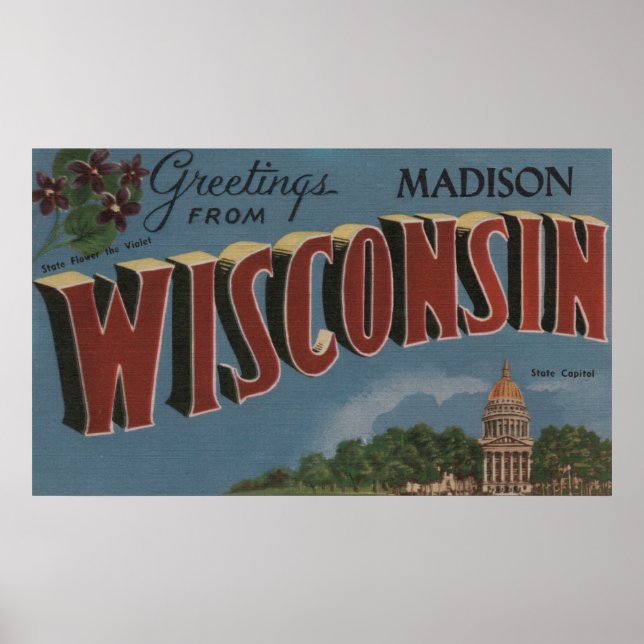 Madison, Wisconsin (Staat Hauptstadt/Blume) Poster (Vorne)