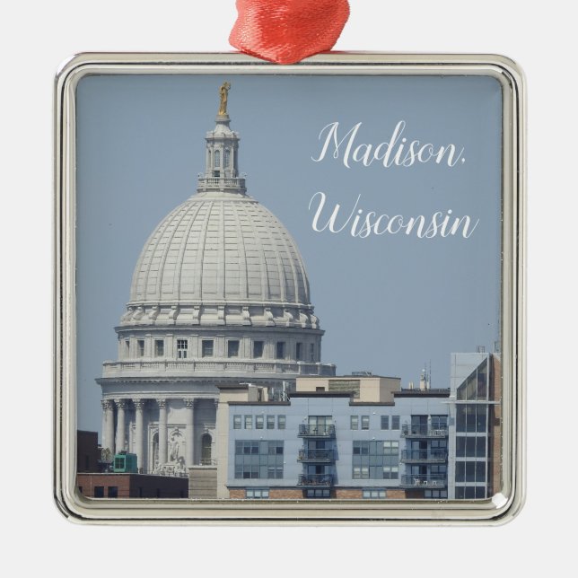 Madison, Wisconsin Staat Hauptstadt Ornament Aus Metall (Vorne)
