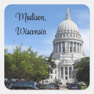 Madison, Wisconsin Staat Hauptstadt Quadratischer Aufkleber