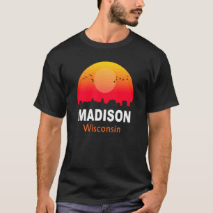 Madison Wisconsin Vintag Sunset Retro City Staat T-Shirt