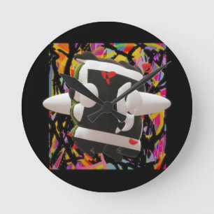 Madness art mosaic tiefe Farben schwarzer     Rahm Runde Wanduhr