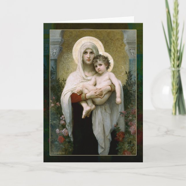 Madona mit Rose Feiertagskarte (Vorderseite)
