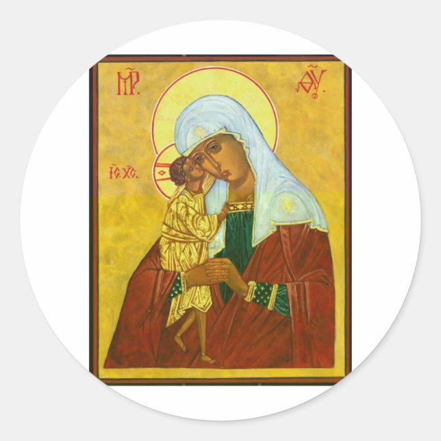 Madona und Kind Runder Aufkleber (Vorderseite)