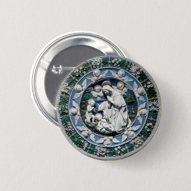 Madonna Adoring by Della Robbia Button (Vorne & Hinten)