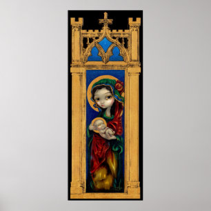 Madonna and Child at Night gothic Art Print Poster