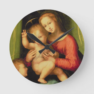 Madonna and Child with St. John Runde Wanduhr