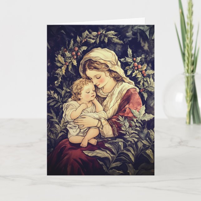Madonna Child Vintage Weihnachtskarte Feiertagskarte (Vorderseite)
