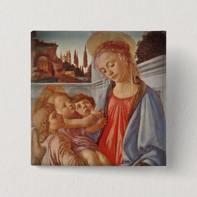 Madonna Christ Kind und Zwei Engel Button (Vorderseite)