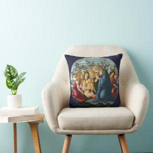 Madonna, das Kind mit 5 Engeln anbetend Botticelli Kissen