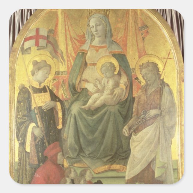 Madonna del Ceppo, 1453 (und Detail 62016) Quadratischer Aufkleber (Vorderseite)