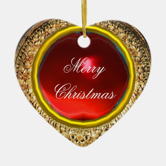 Madonna del Magnificat / Ruby Gemstone Herz Keramik Ornament (Vorne)