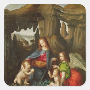 Madonna der Felsen Quadratischer Aufkleber