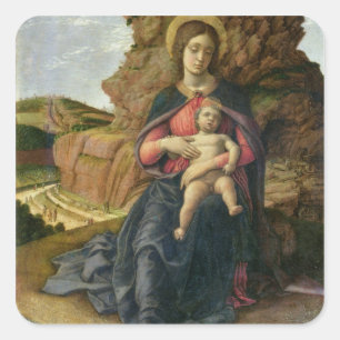 Madonna der Höhle, 1488-90 (Tempera auf Platte) Quadratischer Aufkleber