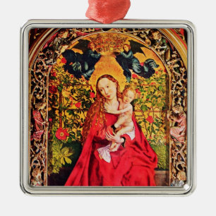 MADONNA DER ROSE BOWER MISTLETOES, HOLLY BERRIES SILBERNES ORNAMENT