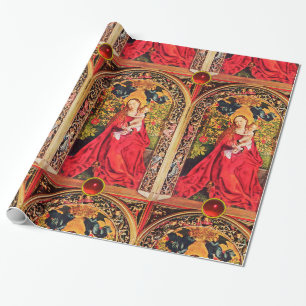 MADONNA DER ROSE BOWER , RED RUBY GEMSTONES GESCHENKPAPIER