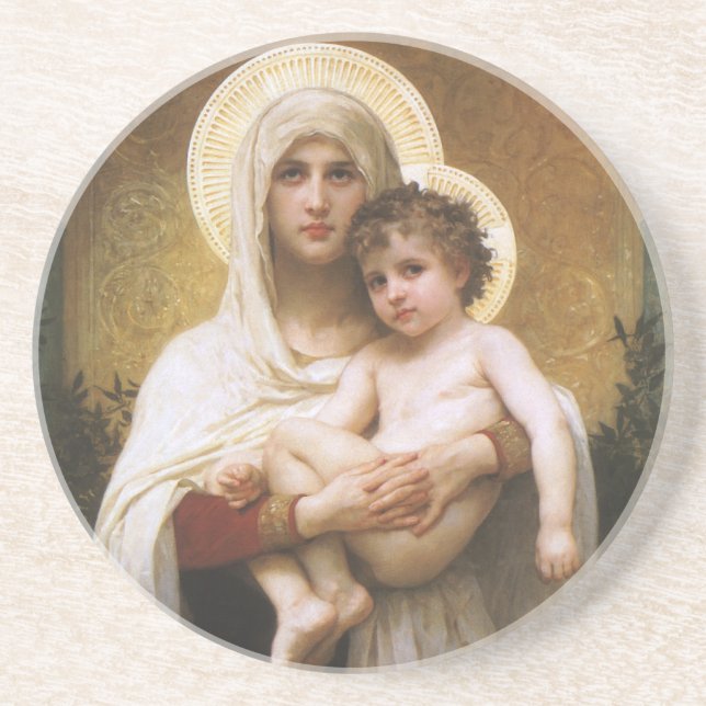 Madonna der Rose von Bouguereau Getränkeuntersetzer (Vorne)