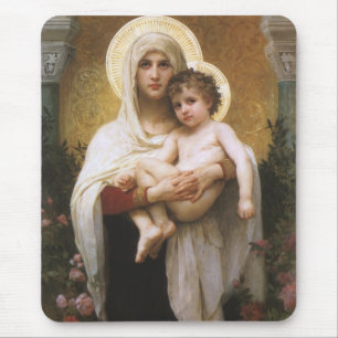 Madonna der Rose von Bouguereau Mousepad