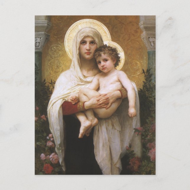 Madonna der Rose von Bouguereau Postkarte (Vorderseite)