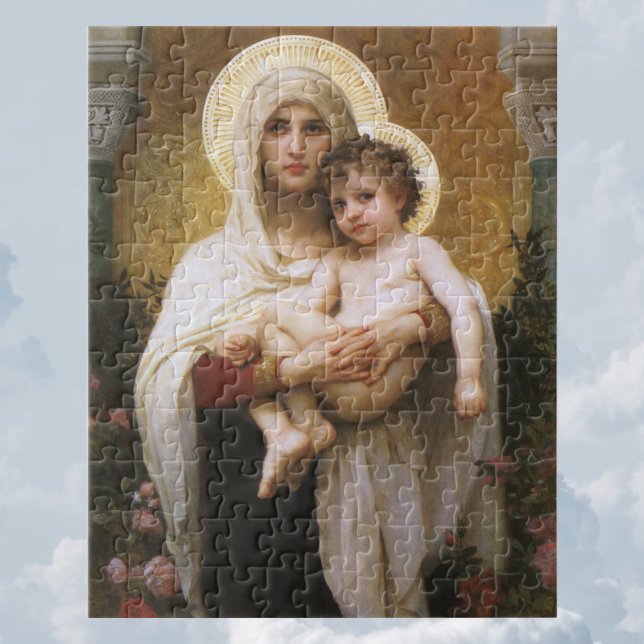 Madonna der Rose von Bouguereau Puzzle (Madonna of the Roses by Bouguereau Jigsaw Puzzle)