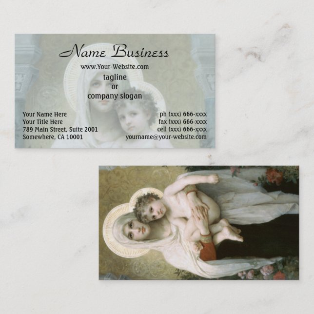 Madonna der Rose von William-Adolphe Bouguereau Visitenkarte (Vorne/Hinten)