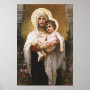 Madonna der Rosen von Bouguereau Poster