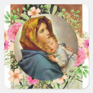 Madonna der Straßen Heilige Maria Madonnina Quadratischer Aufkleber
