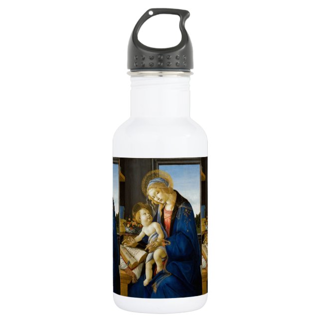 Madonna des Buches durch Botticelli Edelstahlflasche (Vorderseite)