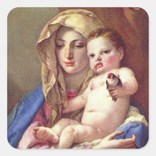 Madonna des Goldfinch Quadratischer Aufkleber