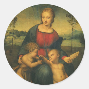 Madonna des Goldfinken von Raphael Sanzio Runder Aufkleber