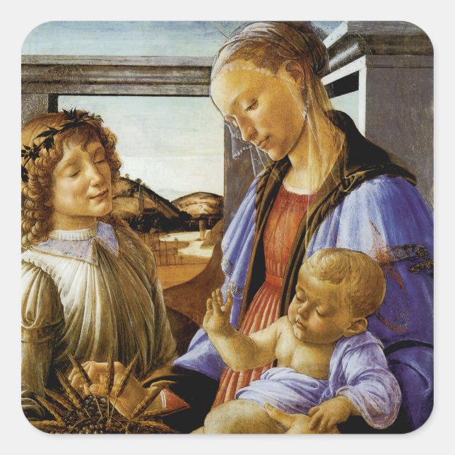 Madonna des heiligen Abendmahl Quadratischer Aufkleber (Vorderseite)