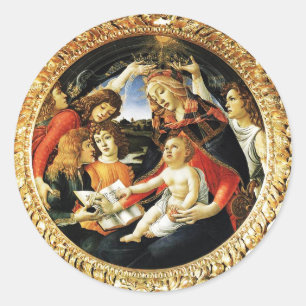 Madonna des Magnificat Runder Aufkleber