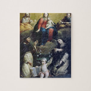 Madonna des Rosenbeetes mit SS Dominic, Catheri Puzzle