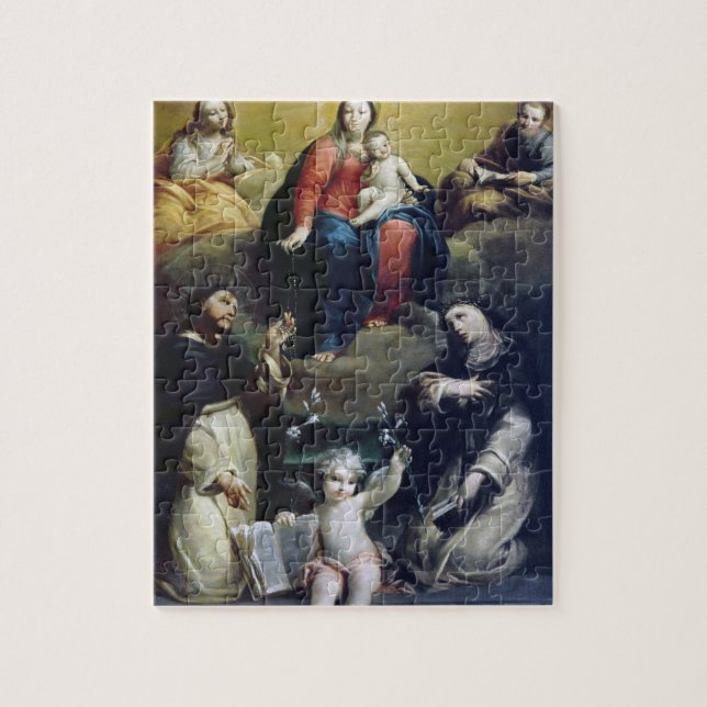 Madonna des Rosenbeetes mit SS Dominic, Catheri Puzzle (Vertikal)