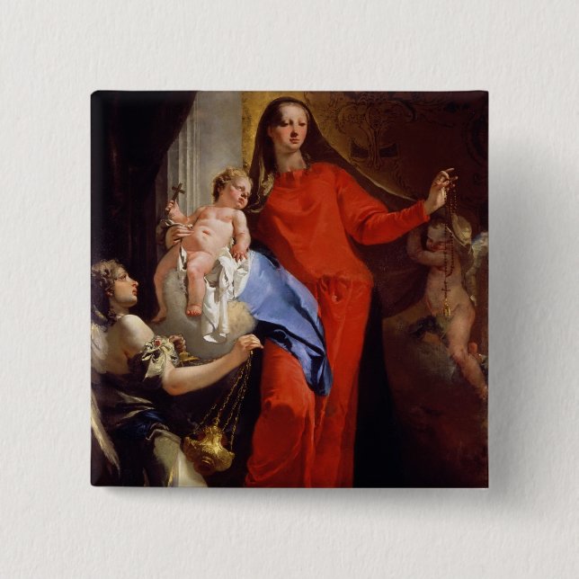 Madonna des Rosenbeetes (Öl auf Leinwand) Button (Vorderseite)