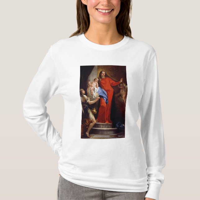 Madonna des Rosenbeetes (Öl auf Leinwand) T-Shirt (Vorderseite)