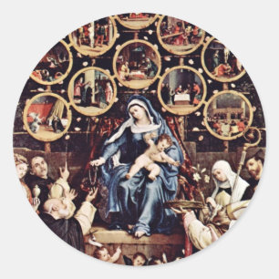 Madonna des Rosenkranzes von Lotto Lorenzo (Beste Runder Aufkleber