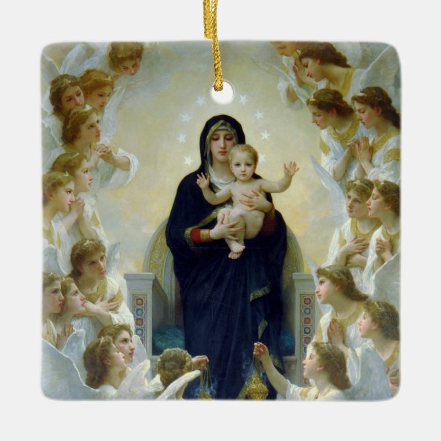 Madonna + Engel, Bouguereau Keramikornament (Vorderseite)