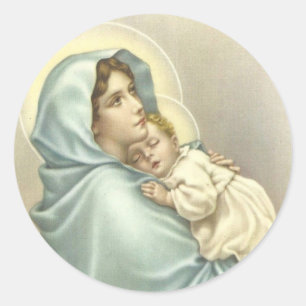 Madonna Gesegnete Maria mit Jesuskind Runder Aufkleber
