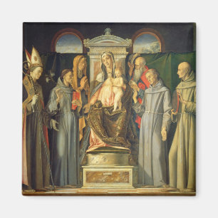 Madonna inthronisierte, 1480 (Öl auf Platte) Magnet