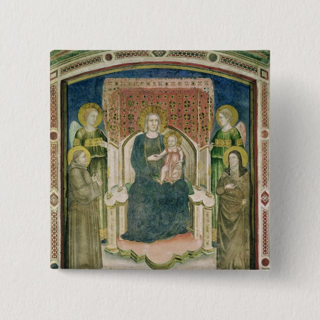 Madonna inthronisierte mit St Francis von Assisi Button (Vorderseite)