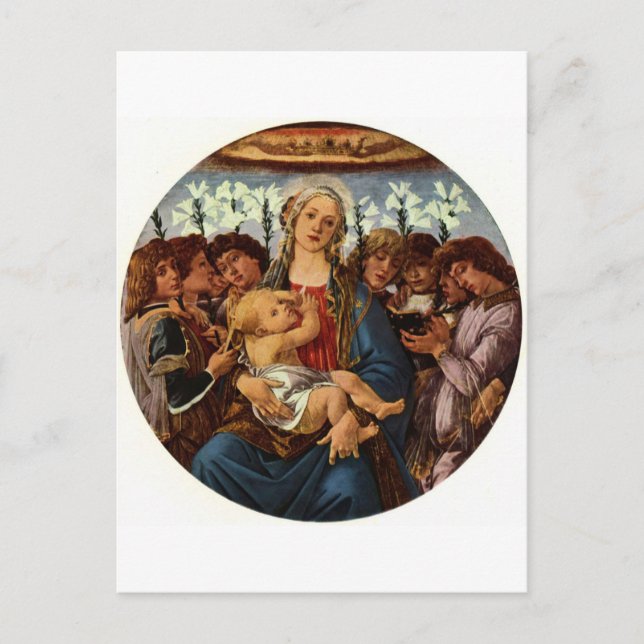 Madonna & Kind mit Singen Angels von Botticelli  Postkarte (Vorderseite)