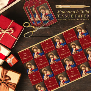 Madonna & Kind Rot Gold Religiöses Weihnachten Seidenpapier