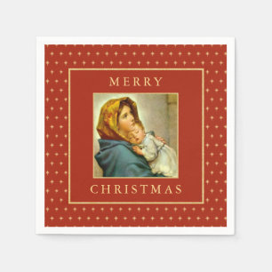 Madonna & Kind Traditionelle religiöse Weihnachten Serviette