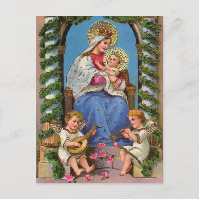 Madonna & Kind Weihnachtsfeiertag Postkarte (Vorderseite)