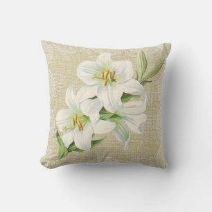 Madonna-Lilie & Spitze Blumen vintage Kissen